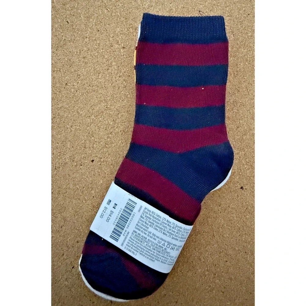NWT Janie and Jack Sock Set 4-5Y Burgundy Striped Bulldog 2‎ Pairs
